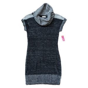 Nwt Ardene Cowl neck knit sweater dress short sleeve black gray medium women's